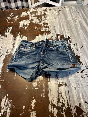 Rock Revival Casey Mid-Rise Denim Shorts Size 25